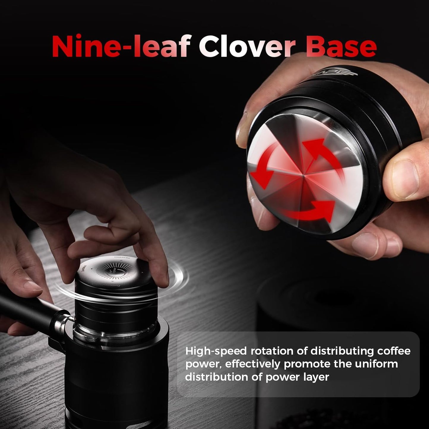 IKAPE 58.35MM Newly Upgrade Espresso Coffee Distributor, Coffee Dual-Bearing & High-Speed Distribution Tools, Adaptive Height Coffee Tamper Leveler for Over 58mm Portafilters
