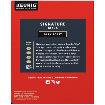 Community Coffee Signature Blend Dark Roast Single-Serve Keurig K-Cup Pods 48 Count (Pack of 1)