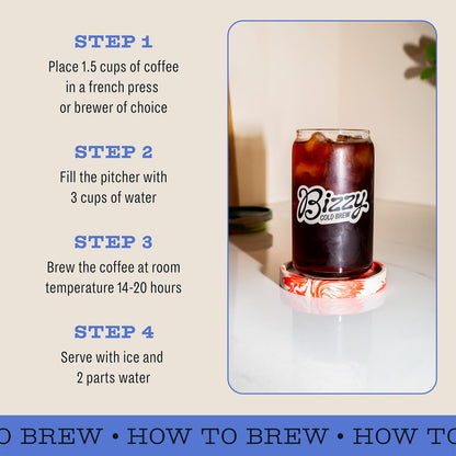 Bizzy Organic Cold Brew Coffee | Dark & Bold Blend | Coarse Ground Coffee | Dark Roast | Micro Sifted | Specialty Grade | 100% Arabica | 2 LB