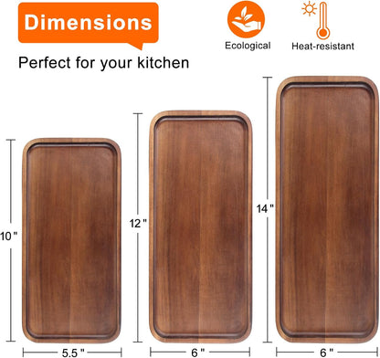 Acacia Wood Platters Small 12"x6" Long Charcuterie Board Rectangle Decorative Tray Wooden Serving Platter for Food Appetizer Cake Plates Kitchen Dish Cheese Boards Rectangular Snack Dessert Trays