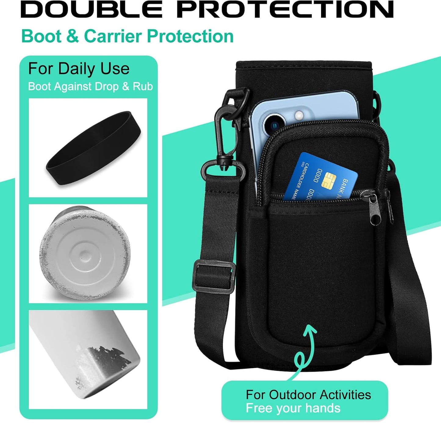 32 oz Water Bottles with Straw & Spout Lid, Paracord Handle & Strap, Double Wall Insulated Flask Water Bottle, Reusable Wide Mouth Gym Water Bottles for Women and Men for Fitness Sports