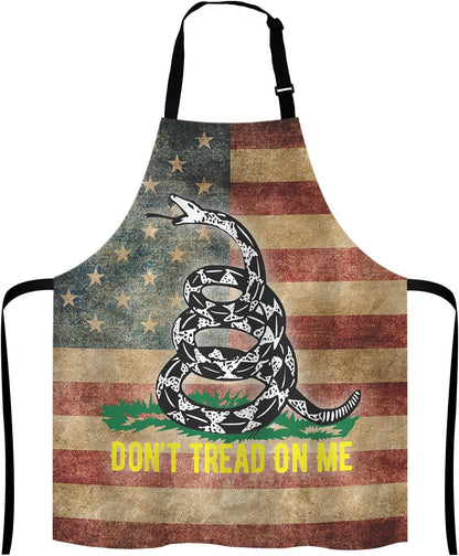 American Flag Dont Tread On Me Bib Apron with Adjustable Neck for Men Women,Suitable for Home Kitchen Cooking Waitress Chef Grill Bistro Baking BBQ Apron