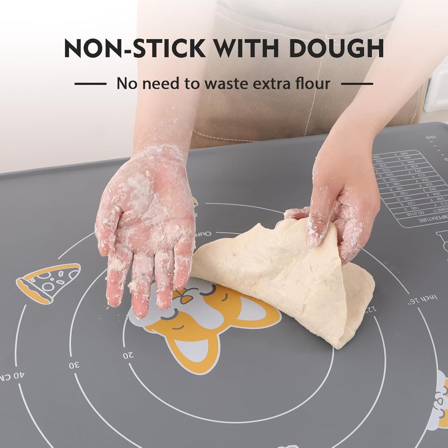 Ourokhome Silicone Baking Mat Sheet and Pastry Dough Cutter, 0.5 Inch Thick 32" X 24" BPA free Silicone Rolling Mat, Non-Stick and Anti-Slip, Dishwasher Safe (Gray)