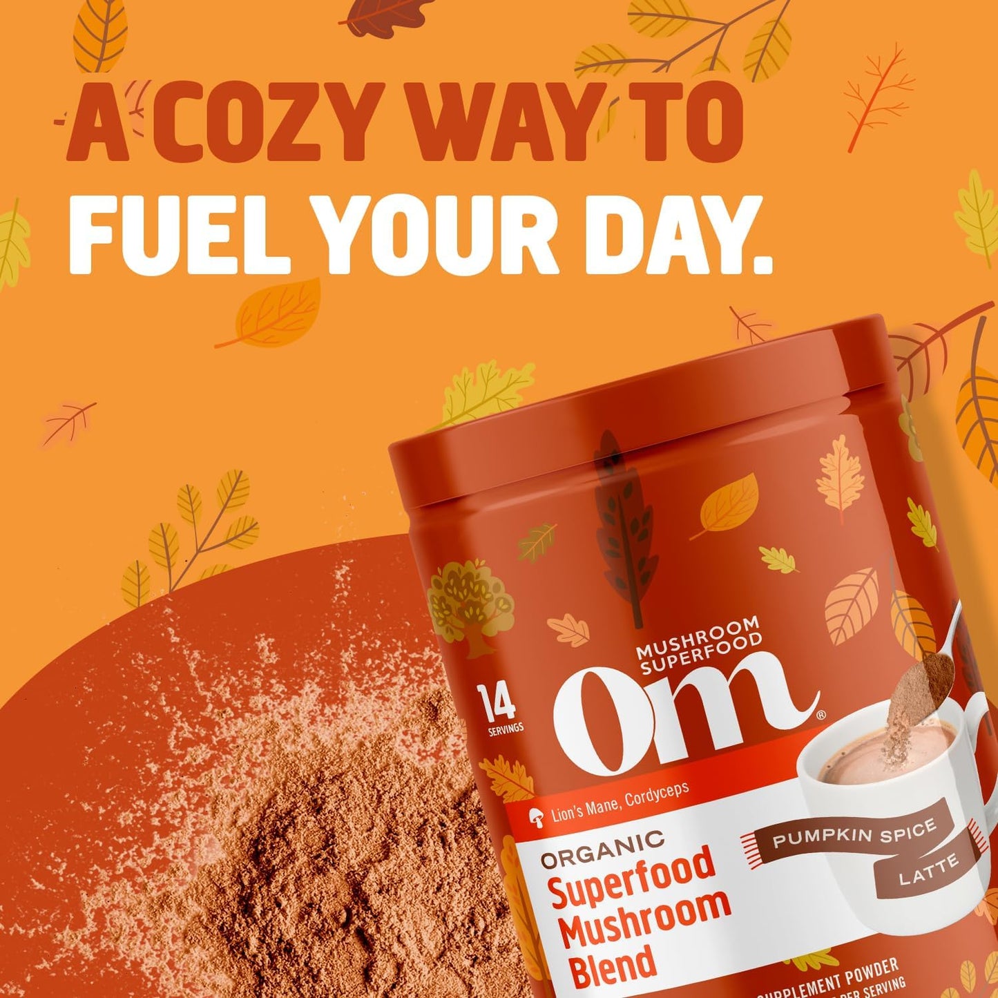 Om Mushroom Superfood, Organic Mushroom Pumpkin Spice Latte Blend, 4.44 Ounce
