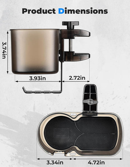 KEMIMOTO Desk Cup Holder with Headphone Hanger, 2 in 1 Caddy Organizer for Office Table, Lawn Chair, Golf Cart, Pontoon Boat, Fit for Most 18-32 oz Bottles