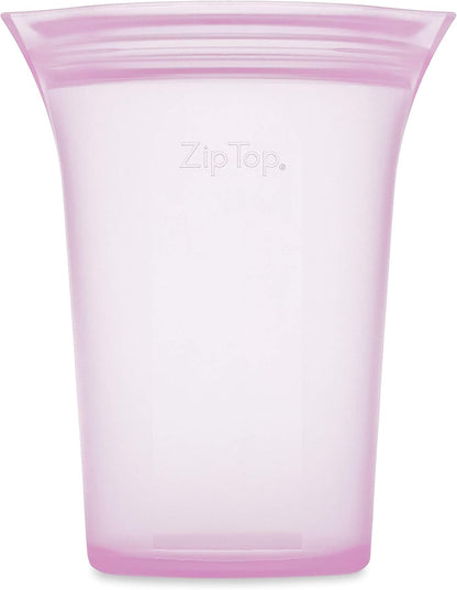 Zip Top Reusable Food Storage Bags | Large Cup [Lavender] | Silicone Meal Prep Container | Microwave, Dishwasher and Freezer Safe | Made in the USA