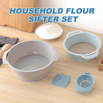 4-in-1 Baking Tools Set, Multifunctional Flour Sifter, Egg Separator, Mixing Bowl & Dough Scraper for Pastry & Cake Making, Send Goods from Local Warehouse