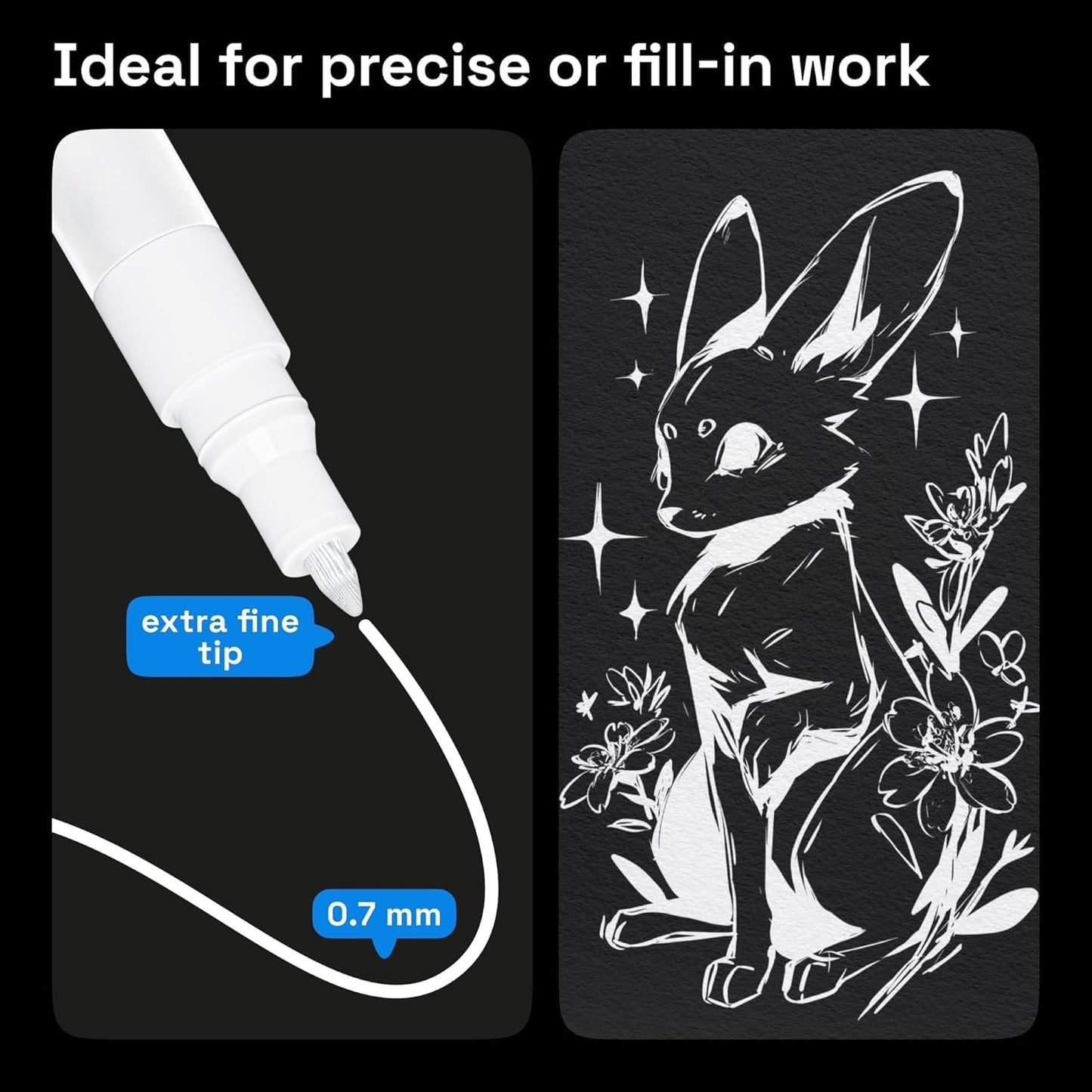 ARTISTRO 5 White Paint Pen for Rock Painting, Stone, Ceramic, Glass, Wood, Tire, Fabric, Metal, Canvas. Set of 5 Acrylic Paint White Marker Water-based Extra-fine Tip