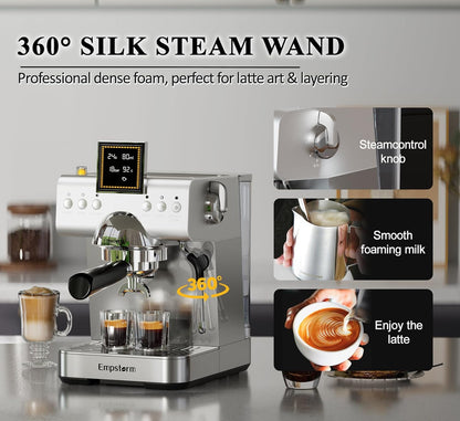 Espresso Machine 20 Bar with Steam Milk Frother, Stainless Steel Espresso maker with LED Display | Cold Brew & Hot Coffee Maker, Professional Cappuccino Expresso Machine for Home and Office