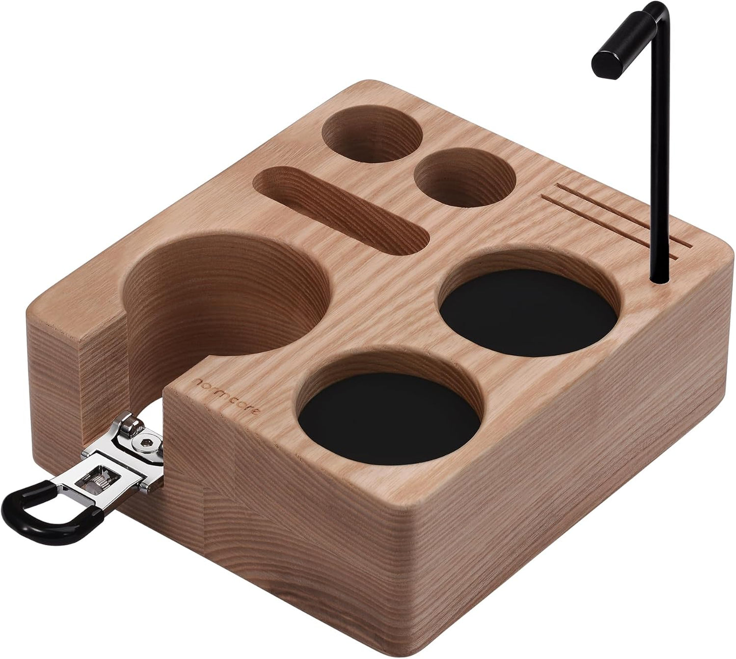 Normcore Compact Tamping Station, Tamper WDT Holder Portafilters Stand, Espresso Accessory Tool Organizer For 51mm 54mm Machine, Adjustable Height, Solid American Ashwood