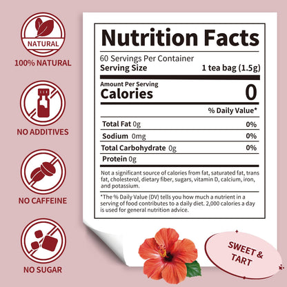 Lynginya Hibiscus Tea Bags, 60 Tea Bags (Pack of 2) - Premium Hibiscus Flower - Natural Herbal Tea - Sweet & Tart - No Sugar & No Caffeine - Total 120 Bags