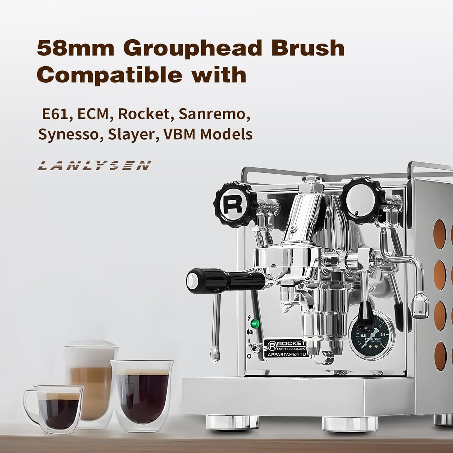Espresso Coffee Machine Cleaning Brush, 360° Cleaning Push-Up Coffee Maker Brush, Espresso Machine Brush Coffee Cleaning Tool for 2ears 58mm E61, Flair 58, ECM, Rocket, Sanremo, Synesso, Slayer, VBM
