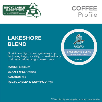 Caribou Coffee Single Serve Keurig K-Cup Pod Variety Pack, Light, Medium, and Dark Roast Coffees, 40-Count Box(Pack of 1)