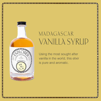 Explorer Vanilla Coffee Syrup Flavor, All Natural Gluten Free Flavoring for Drinks, Lattes, Cocktails & Shakes, 12.7 fl oz