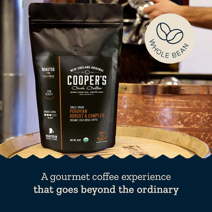 Organic Cold Brew Coffee Peru Reserve Single Origin Peruvian Coarsely Whole Bean - 1 lb. Bag - Medium Roast