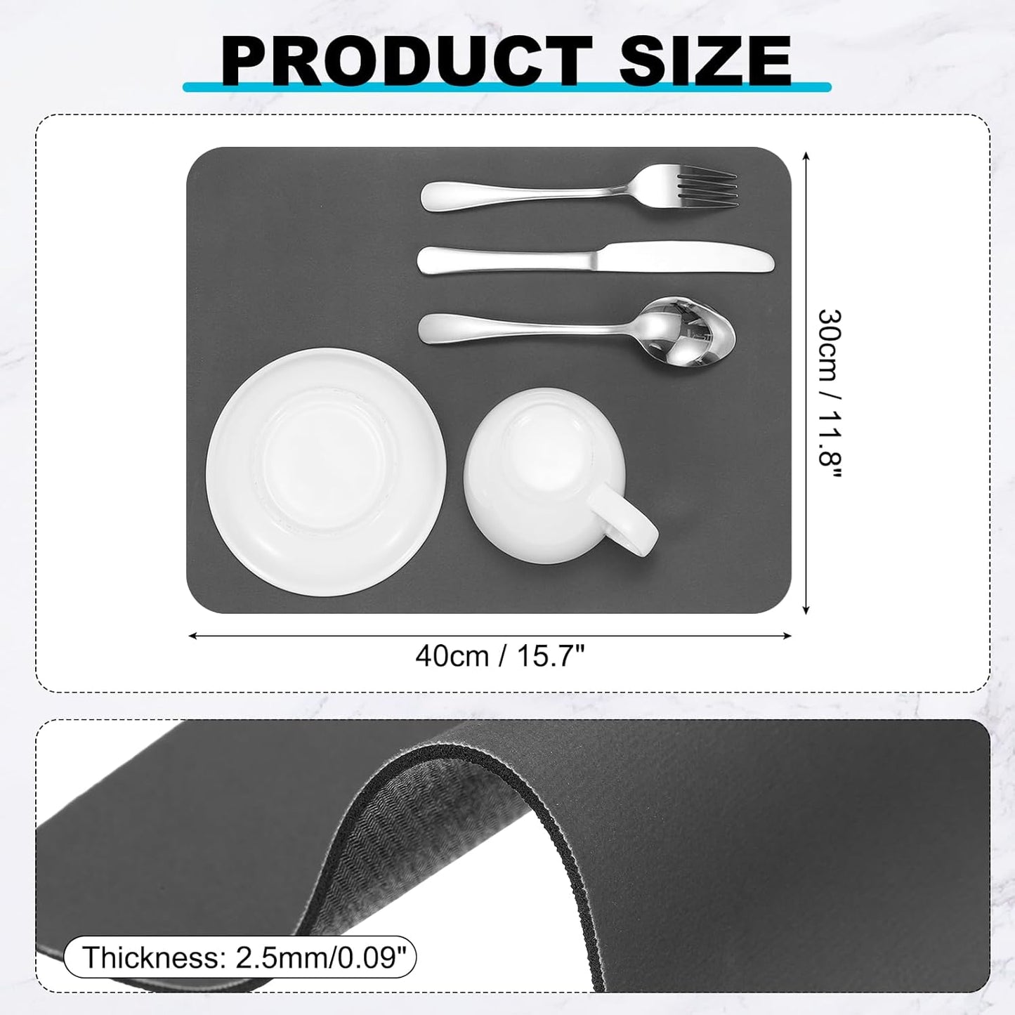 uxcell Silicone Mats for Kitchen Counter, 15.7" x 11.8" Non-Slip Countertop Protector Mat Heat Resistant Coffee Mat Waterproof Table Placemat, Dark Gray