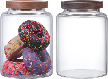 Vacuum Coffee Canister Glass Food Storage Jars With Airtight Lids Borosilicate Glass Coffee Canister Container for Coffee Beans & Grounds Tea Sugar Spices Kitchen (40oz（1200ml)-2 pack