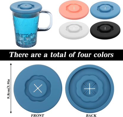 4PCS Silicone Lids Reusable Drink Covers for Alcohol Protection Cup Covers,Food Grade Anti-Dust Airtight Seal Lids with Straw Hole for Most Drinking Cups Glasse Coffee Tea Mugs