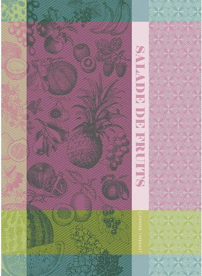 Garnier Thiebaut Salade De Fruits Fuchsia (Fuchsia Fruit Salad) French Kitchen Towel 22"x30", Cotton, Jacquard