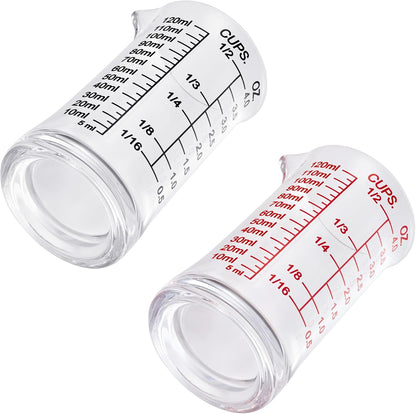 Ackers 4oz Glass Measuring Cup – Shot Glass with Ounce,Ml,Cups Markings for Kitchen & Bar(Pack of 2)
