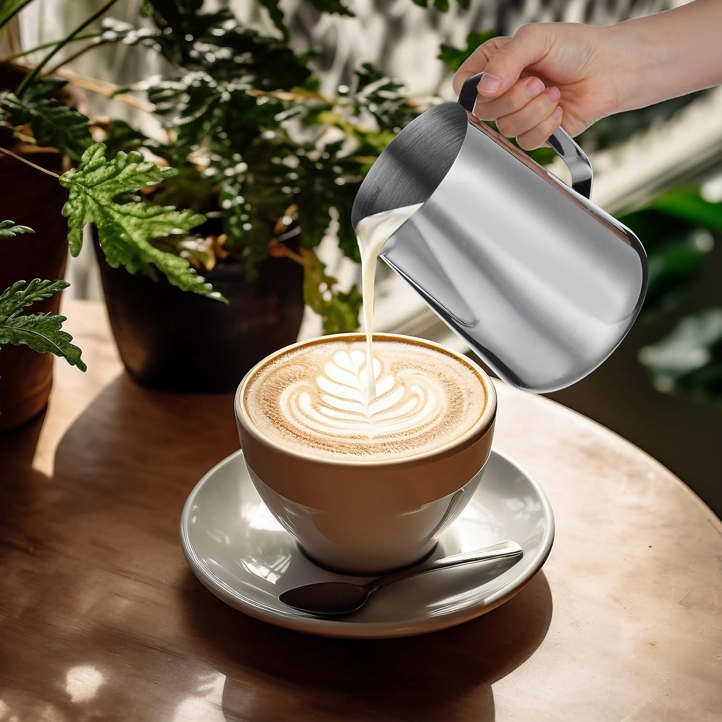 Milk Frothing Pitcher 50oz/1500ML- Espresso Steaming Pitcher Stainless Steel Milk Frothing Pitcher Cappuccino Latte Art Coffee Machine Accessories Milk Jug Milk Frother Cup