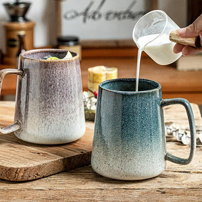 Large 24 oz Ceramic Coffee Mug with Large Handle, Vintage Coffee Cup, Extra Big Tea Cup for Office and Home, Dishwasher and Microwave Safe, Starry Blue