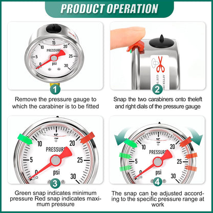 0-30psi Stainless Steel Glycerin Liquid Filled Pressure Gauge1/8 NPT 1.5" Dial, Lower Mount for Pressure Testing of Water, Oil and Air (with Range Mark Pointer)