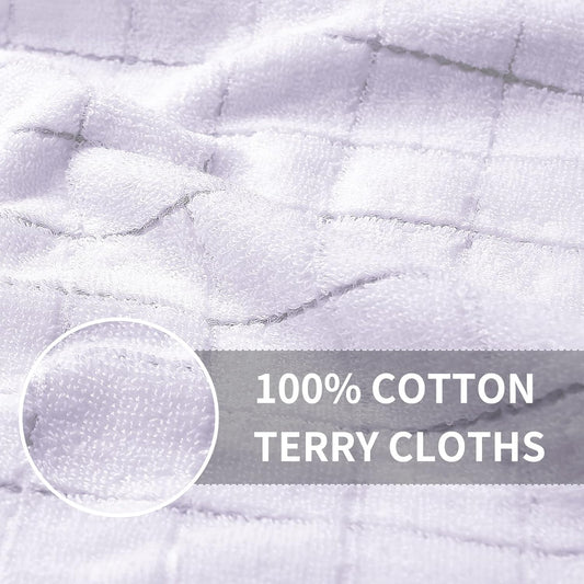 Homaxy 100% Cotton Terry Kitchen Towels(White, 13 x 28 inches), Checkered Designed, Soft and Super Absorbent Dish Towels, 4 Pack