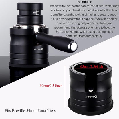 Coffee Portafilter Holder| Espresso Tamper Stand| Aluminum Alloy Espresso Holder| With Non-slip Base| Fits 54mm Espresso Machines Portafilter | (54mm, Black)