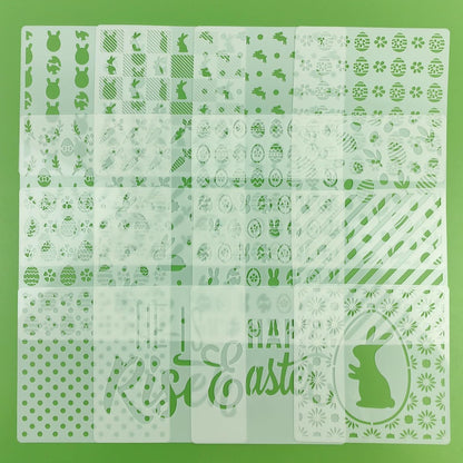 6in Easter Cookie Stencils for Royal Icing, Eggs Carrot Rabbit Face Bunny Shapes Stencils for Sugar Cookie, 16 Pcs Assorted Sizes Easter Eggs Stencils for Baking Drawing Dessert Coffee Decoration