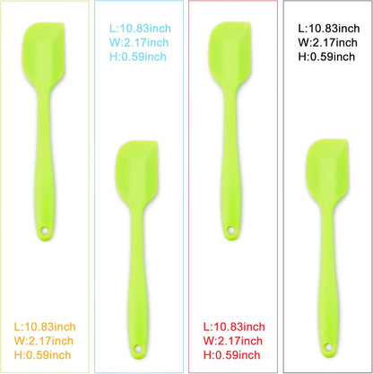Silicone Spatula 4-piece Set, Heat-Resistant Non-stick Rubber Spatulas with Stainless Steel Core, Green