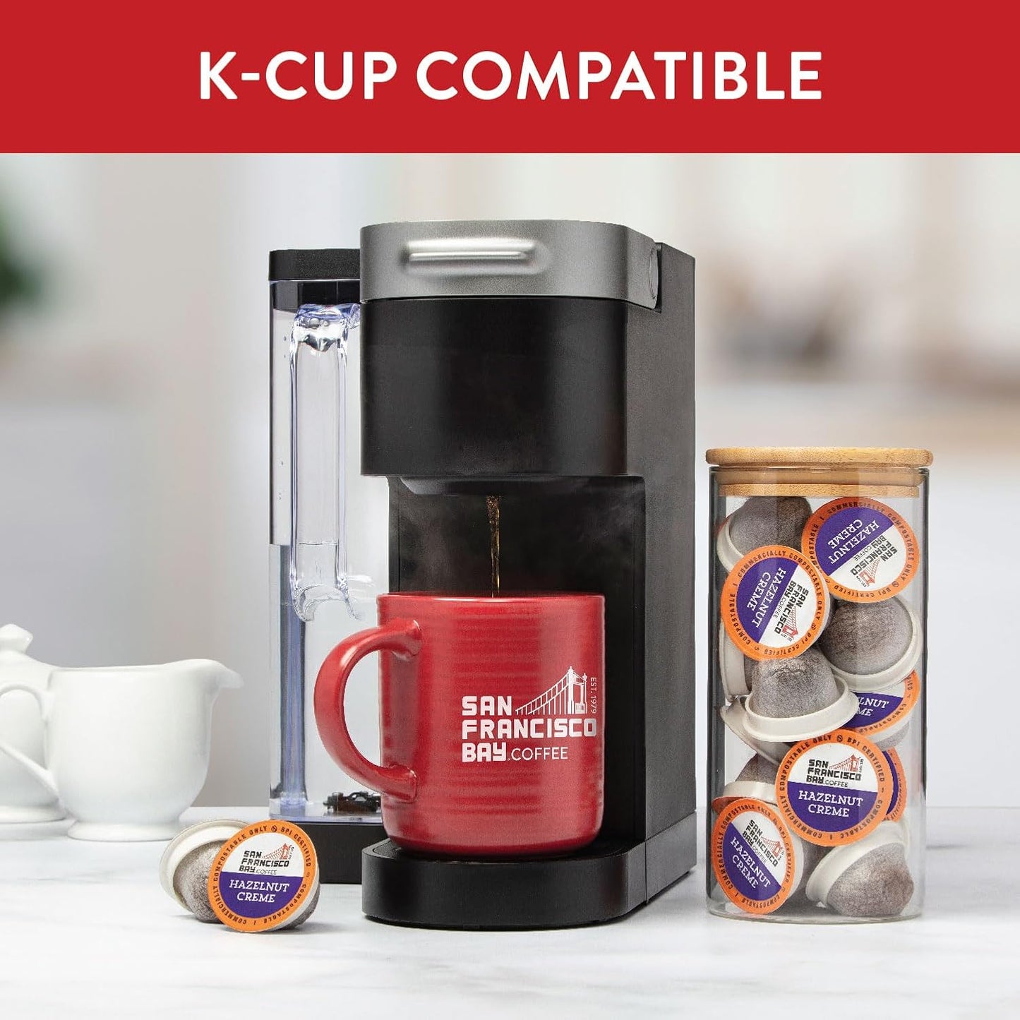 San Francisco Bay Compostable Coffee Pods - Hazelnut Crème (120 Ct) K Cup Compatible including Keurig 2.0, Flavored, Medium Roast