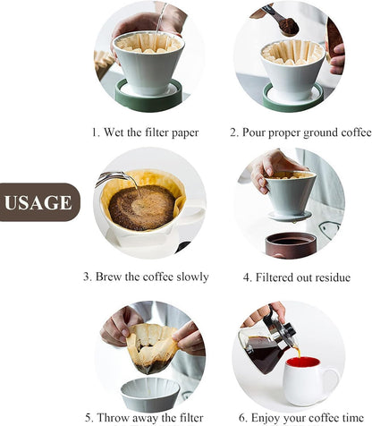 2-5 Cup Coffee Filters, Pack of 100 Unbleached Coffee Filters 5 Cup, Thicken Natural Coffee Filter Basket for Commercial, Home Coffee Maker, Pour Over Coffee Kit (Brown, W02)