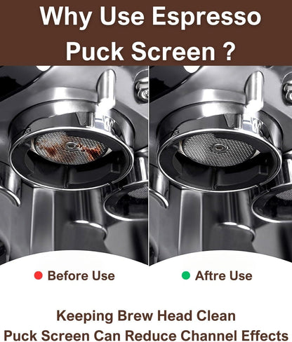 51mm Espresso Puck Screen, 0.8mm Thickness Stainless Steel Reusable Coffee Filter, Designed for Bottomless Portafilter Baskets, Enhances Espresso Extraction