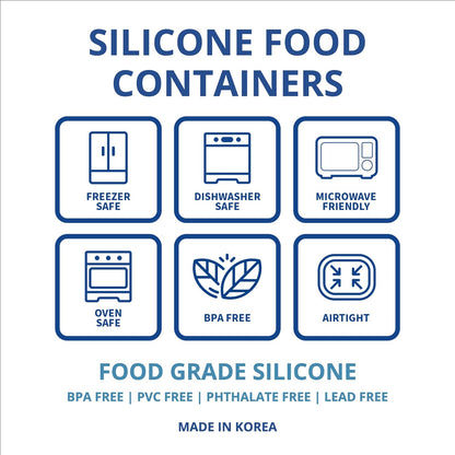 BLUE GINKGO Nesting Silicone Containers - Set of 3 Hard-Shell Silicone Food Storage Containers | BPA Free, Airtight, Dishwasher and Freezer Safe (6.7oz, 10oz, 20oz) - Red