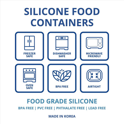 BLUE GINKGO Nesting Silicone Containers - Set of 3 Hard-Shell Silicone Food Storage Containers | BPA Free, Airtight, Dishwasher and Freezer Safe (6.7oz, 10oz, 20oz) - Green
