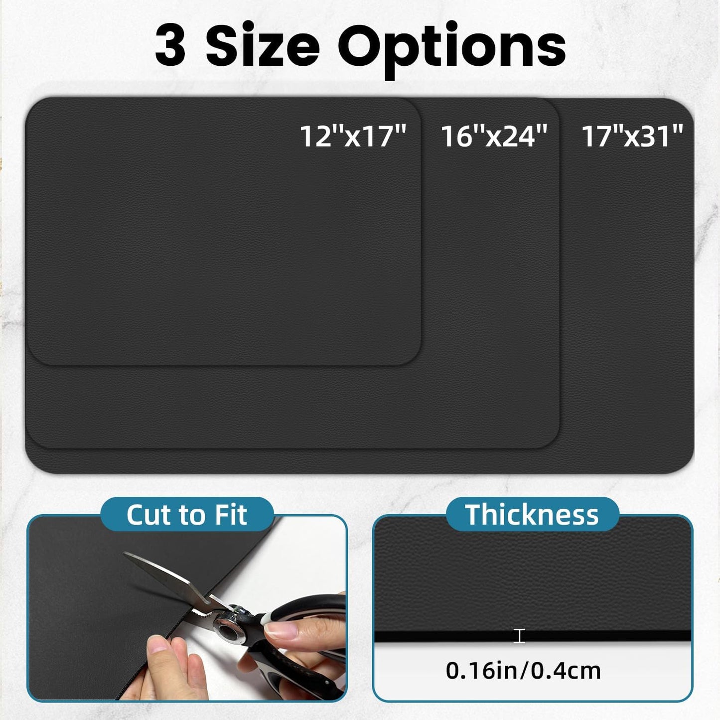 PoYang 24"x16" Coffee Mat Large, Coffee Bar Accessories for Countertop, Absorbent Dish Drying Mat, Anti-Slip and Hide Stain Pad for Espresso Machine, Espresso Maker and Kitchen Counter, Black