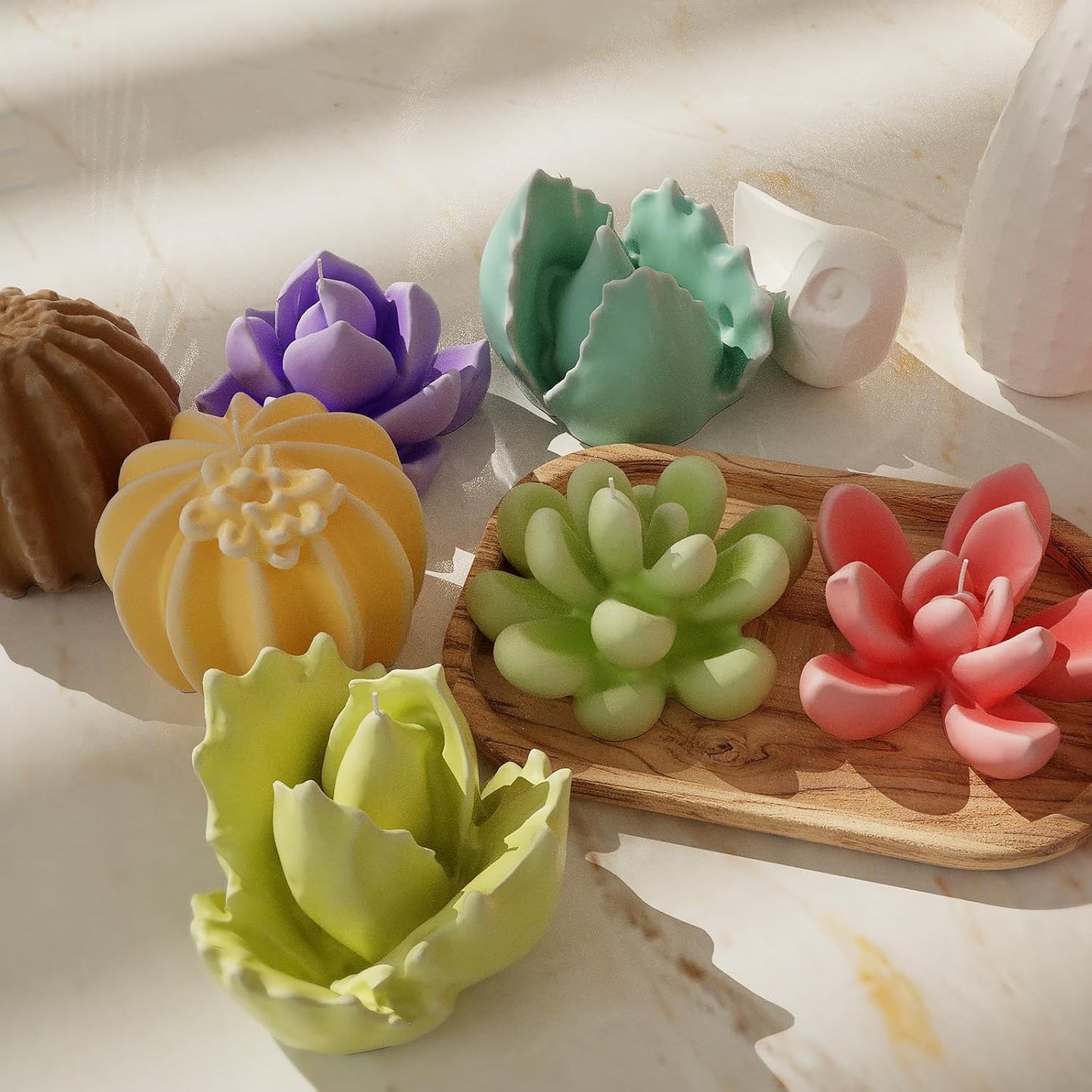 16 Pack Flower Succulent Candle Mold Resin Casting Silicone Molds for Home Decor & Candle Making Wave Spiral Mold