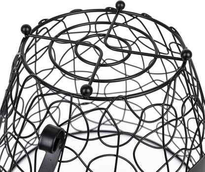Coffee Pod Holder, Super Large Capacity K-Cup & Nespresso Capsule Basket, XL Metal Kcup Storage, Bar Organizer for Kitchen Dinning Room Office Home Cafe Hotel (Black-Round-Cup)