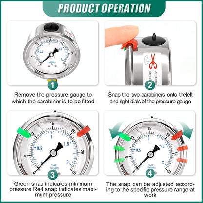 0-30psi Stainless Steel 1/4" NPT 2.5" Dial, Glycerin Liquid Filled Pressure Gauge Lower Mount Designed for Pressure Testing of Water, Oil and Air (with Range Mark Pointer)