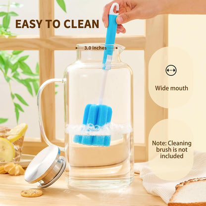 Glass Pitcher, 3.5L/118 oz Glass Water Pitcher with Lid and Spout, Heat/Cold Resistant Borosilicate Glass Water Carafe for Coffee, Juice and Homemade Beverage