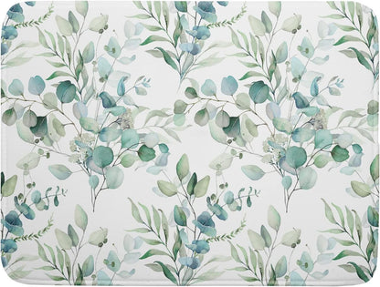 Watercolor Sage Leaves Dish Drying Mats for Kitchen Counter 16x18 Inch,Spring Leaves Kitchen Drying Mat,Sage Herbs Dishes Pad Dish Drainer Rack Mats Absorbent Fast Dry Kitchen Accessories