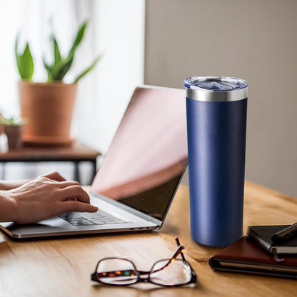 20 oz Skinny Tumbler with Lid and Straw,Stainless Steel Vacuum Insulated Tumbler Cup Double Wall Leak-proof Coffee Mug,Travel Thermal Water Tumbler for Home,Office,Outdoor(Navy Blue,4)