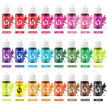 Food Coloring Liquid Food Color 24 Colors Herbeklab Water Based Food Dye Slime Coloring Dye Neon Food Coloring for Baking Icing Cake Decorating, 0.35 fl oz/bottle
