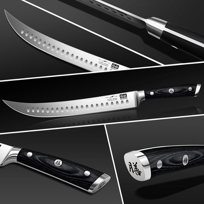 SHAN ZU 12" Slicing Knife - Brisket Slicing Meat Carving Knife Professional German 1.4116 Stainless Steel Razor Sharp Blade, Ergonomic Wood Handle & Full Tang Design, Gift Box Included