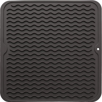 Silicone Dish Drying Mat for Multiple Usage,Easy clean,Eco-friendly,Heat-resistant Silicone Mat for Kitchen Counter or Sink,Refrigerator or Drawer liner Coffee M 12 inches x 12 inches
