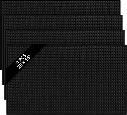 Tioncy 4 Pcs Large Size Bar Mat for Countertop 28 x 16 Inch Non Slip Rubber Mat Service Spill Cocktail Bartending Coffee Bar Mats for Hot Dishes Restaurants Barbershop Clippers Hot Pads, Black
