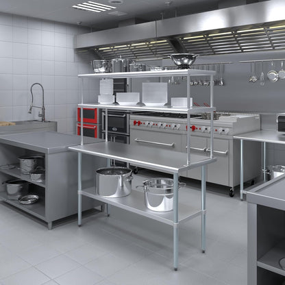 NSF Certified 18 Gauge Heavy Duty Stainless Steel Double overshelf with Brackets for Kitchens, Utility Rooms, Storage, Offices & Home