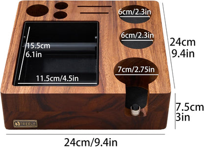 Espresso Knock Box, Espresso Tamping Station, Espresso Coffee Organizer Box Fit for Storage 58MM Espresso Tamper,Coffee Station Organizer for Countertop