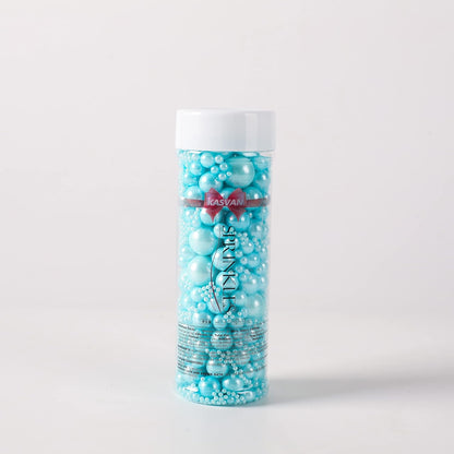 Kasvan Blue Pearl Sugar Sprinkles - Edible Candy Pearls 130g/4.58 Oz, Mix Size, Baking Cake Decorations, Ice Cream Toppings and Cookie Decorating, Wedding Party Chirstmas Supplies